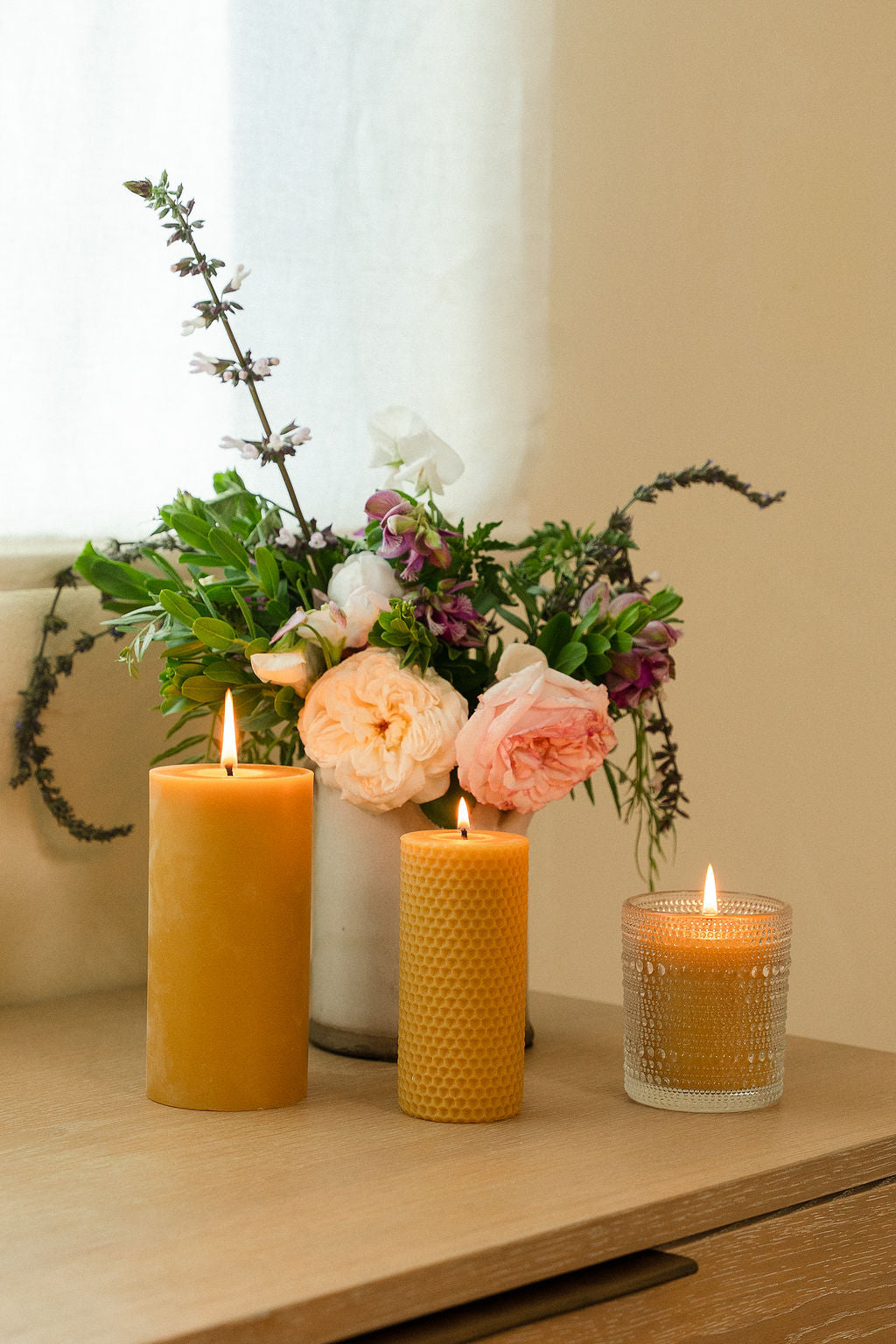 <p>Handcrafted Beeswax Candles</p>
