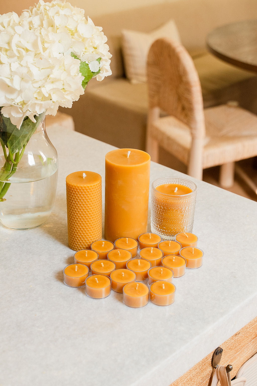 <p>Handcrafted Beeswax Candles</p>